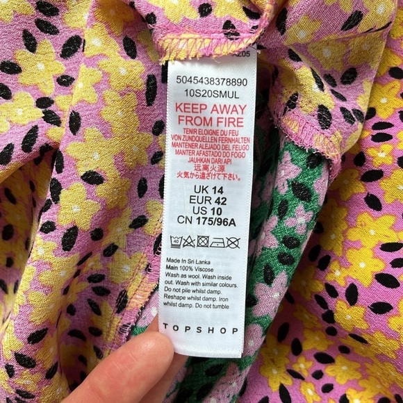 TOPSHOP Floral Print Dress with Handkerchief Hem NWT Size 10 - Picture 15 of 16